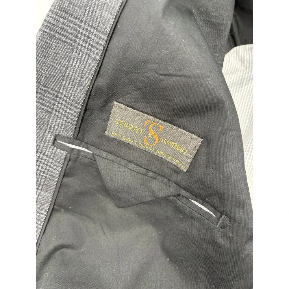 Banana Republic Blazer Mens 42R Gray Slim Fit Plaid Glen Check Sport Coat Jacket